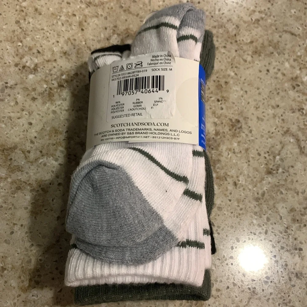 NWT Scotch & Soda 3-Pack Crew Socks Size Medium